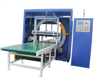 Horizontal wooden panel stretch wrapping machine