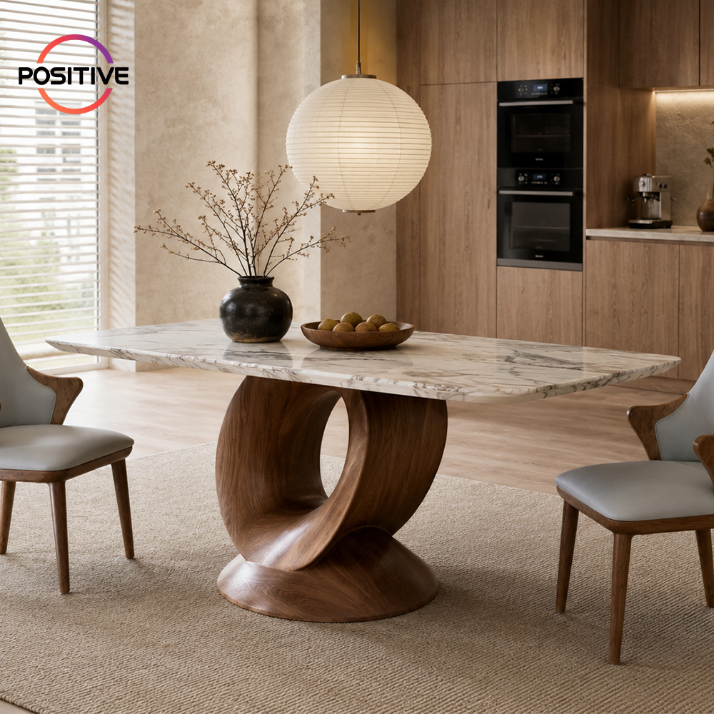 Nordic round marble dining table