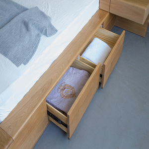 OEM Custom 3-5 Star Modern Luxury Hotel Apartment Bedroom Set Solid <b>Wood</b> <b>Platform</b> <b>Bed</b> <b>Frame</b> Integrated Nightstands Headboard - Product Image 6