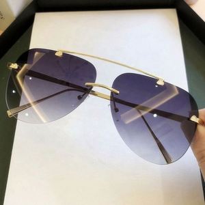 Gafas de Sol de Moda para Mujer, Diseño Degradado, Montura Metálica, Ovaladas, Sin Marco, Protección UV400, Novedad 2021 - Product Image 3