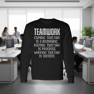 Camiseta de manga larga para trabajo en equipo, camiseta con cita motivacional para empleados del equipo - Product Image 3