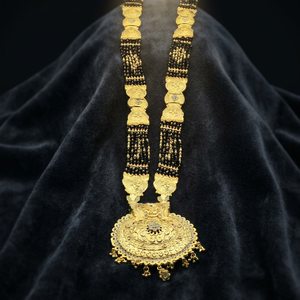 Wholesale 24K Micron Gold Forming AD Stone Mangalsutra, Traditional Wedding Jewelry, AD Stone Long Mangalsutra With Big Pendant. - Product Image 1