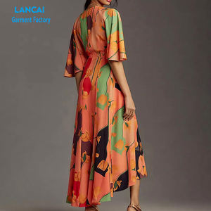 Quick-drying Custom Printed Belted Beach <b>Towel</b> <b>Poncho</b> Holiday Long Pleated Plus Size Women Casual Floor Length Dress - Product Image 3