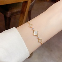 Bracelet porte-bonheur en argent et or Resoul, motif fleur à quatre feuilles, avec breloques délicates en cristal, bijoux romantiques pour mariage, cadeau pour femme