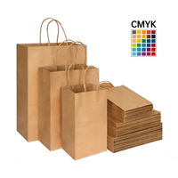 Sacs en papier kraft brun en gros avec poignées, réutilisables, personnalisables, recyclés, pour emporter, avec votre propre logo