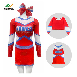 Uniformes de <span class=keywords><strong>Cheerleading</strong></span> rouges Strass Sublimation Cheer Warm up Set Uniformes de Cheer à manches longues - Product Image 3