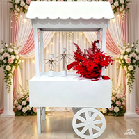 Chariot de service pliable en bois pour événements, charcuterie, collations, café, mariage, bonbons, avec roues