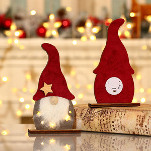 New Christmas decorations: <b>LED</b> illuminated faceless Christmas <b>tree</b> wooden ornaments for hotel window display. - Product Image 3
