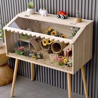 Boîte d'alimentation pour poulets en bois massif, style naturel, petite race, design amovible, ventilée, respirante, facile à nettoyer