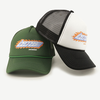 Casquette de sport unisexe en maille à 5 panneaux avec impression par sublimation personnalisée OEM, casquette de camionneur en mousse avec corde en nylon, idéale pour l'été et les activités de plein air