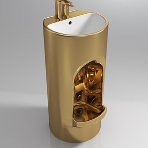 Hiện đại nhiệt độ cao dính liền gốm tích hợp cột bệ bồn rửa cho phòng tắm wudu lưu vực cho khách sạn biệt thự - Product Image 5