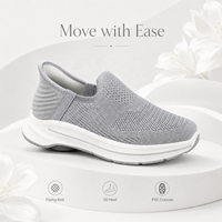 2026 Logo Personnalisé Baskets Chaussette Femme Grise 5D Mains Libres Flyknit Soutien Talon Plateforme Rembourrée Marche Gros