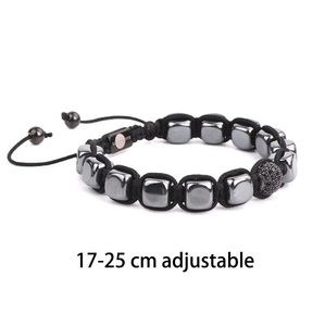 Bracciali da Uomo Intrecciati Fatti a Mano con Perline di <span class=keywords><strong>Ematite</strong></span> di Alta Qualità e Micro Diamanti CZ Vendita Calda - Product Image 4