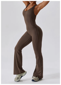 Nuevo mono personalizado para baile, deportes, gimnasio, Fitness, Yoga, levantamiento de cadera, contracción Abdominal, Micro pantalones acampanados, conjunto de Mono para mujer - Product Image 4