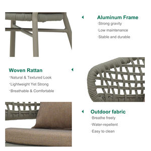 Express Garden Juego de mesa de comedor de cuerda roja de aluminio moderno para exteriores para patio y uso hospitalario Patio <span class=keywords><strong>Restaurante</strong></span> Bistro Sillas - Product Image 3