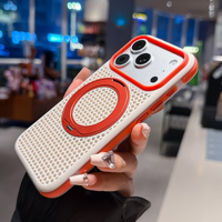 Casing Magnetik Anti Benturan dengan Stand Putar 360 Derajat untuk iPhone 13 14 15 16 17 18 Pro Max, Pelindung Hybrid TPE 3D Mesh Bernapas
