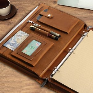Bao Da Danh Mục Đầu Tư Chuyên Nghiệp, Chất Kết Dính <span class=keywords><strong>3</strong></span> Vòng, Túi Đựng Tài Liệu Doanh Nghiệp Có Khóa Kéo Thư Mục Giữ Máy Tính Bảng C - Product Image 5