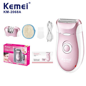 Depiladora Kemei KM-2068A 2 en 1 para Mujer, Removedor de Vello de Cuerpo Completo Recargable de 2 Velocidades, Afeitadora Flotante para Piernas en Color Rosa con Cabezales de Corte Reemplazables - Product Image 1
