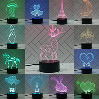 Lampe de Table acrylique à LED 3D, Illusion créative, dessin animé, veilleuse, luminaire décoratif, idéal pour la chambre d'un enfant, une Table de noël