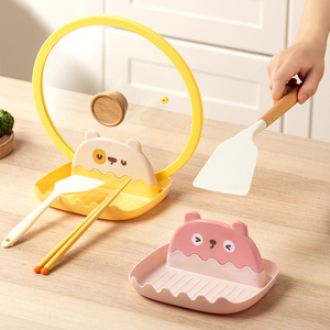 Support de couvercle de pot en plastique sans BPA, épaissi, antidérapant, multifonctionnel, repose-spatule portable, style dessin animé, pour comptoir de <span class=keywords><strong>cuisine</strong></span> domestique - Product Image 5