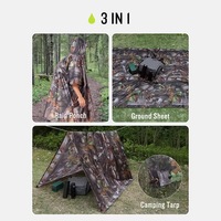 Équipement de camping en plein air pour adultes Cape de survie Revêtement léger Camouflage Imperméable à capuche Randonnée Poncho
