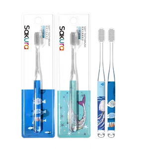 Escova de dentes personalizada barata para adultos, material dobrável estilo oceano, venda direta da fábrica