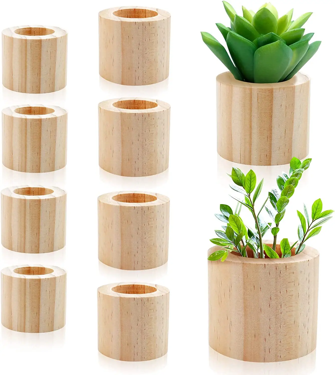 2 soportes de madera para plantas de aire, mini macetas de bonsái para plantar plantas (diámetro interior de 3,0 cm y 3,6 cm)