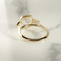 Bague de mariage classique à trois pierres en moissanite, or massif 10K 14K 18K, taille Asscher, côtés effilés pour femme