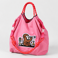 Sac fourre-tout en nylon brodé personnalisé, réutilisable, léger, pour le shopping, avec patch de dessin animé, pour les voyages et l'usage quotidien