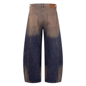 Nuevo Modelo de Jeans Curvos Desestructurados con Corte Segmentado - Estilo Masculino de Pierna Ancha, Holgado, con Lavado Degradado y Efecto Desgastado, Estilo Urbano - Product Image 3