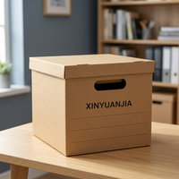 Boîte de rangement en carton ondulé pour archives, avec couvercle, poignées de transport, empilable, pour bureau et déménagement - Fabriquée au Vietnam