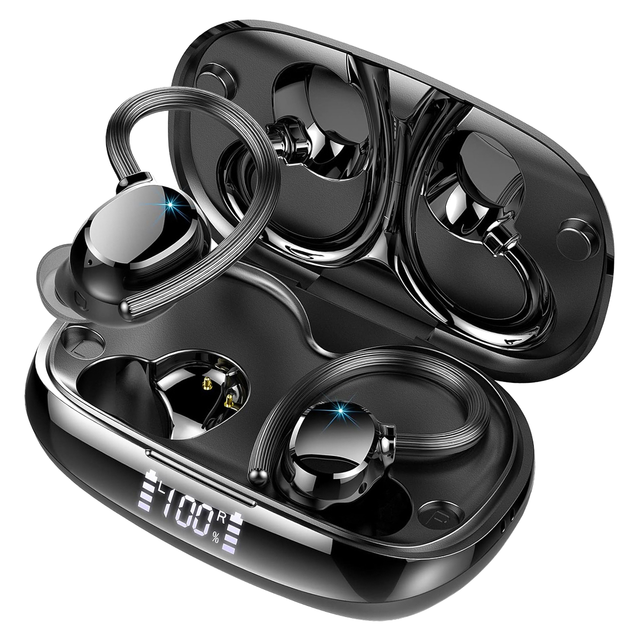 Q61 TWS Wireless Sports Earbuds IPX5 Waterproof Noise Elimination Exercise Running Function Ear Hook Headphones Digital Display