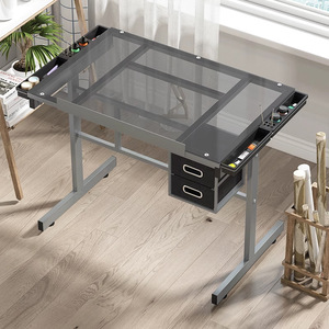 Tavolo da disegno in vetro moderno per calligrafia pittura arte disegno banco da lavoro per Designer per soggiorno pannello di legno stile - Product Image 4