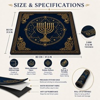 Tapis de Mahjong Américain Hanukkah 80x80cm (31.5x31.5 pouces) Résistant à l'Eau et Antidérapant pour Soirées de Jeu Festives