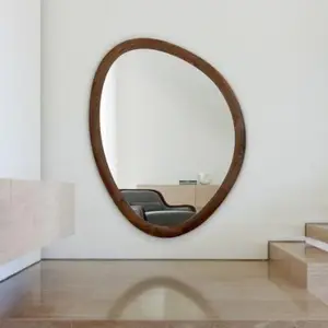 Natural Wood Wall Mirror Decorative Silver Mirror Framed in Modern Rustic or Europe Style for Home Decor for Living Room
