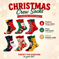 Chaussettes en coton jacquard de Noël avec motif Père Noël, rennes, bonhomme de neige et lumières de Noël pour hommes