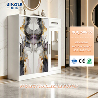 Meuble à chaussures en métal sur mesure, armoire à chaussures en acier blanc avec miroir et tiroir, range-chaussures coulissant pour appartement et projet hôtelier