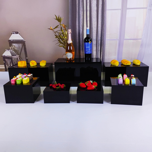 Hiện Đại 7Pcs Đen Acrylic Wedding Party Hiển Thị Thực Phẩm Đứng Thân Thiện Với Môi Trường Bảng Phục Vụ Tự Chọn Risers Khối - Product Image 4