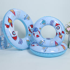 Bouée gonflable pour enfants, ronde, bleue, thème spatial, PVC 0,18 mm, jouet de piscine pour bébé - Product Image 1
