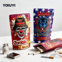 Sachet personnalisé en PET Mylar imprimé, anti-odeur, résistant aux enfants, avec fermeture éclair, idéal pour les sachets stand-up de 3,5g, 5g, 10g pour le stockage de snacks et aliments.