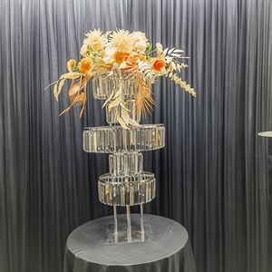 <span class=keywords><strong>Torre</strong></span> de champán decorativa de alta calidad, cristal chapado <span class=keywords><strong>en</strong></span> oro, tres capas, estante de flores Arhat, soporte de suelo - Product Image 1
