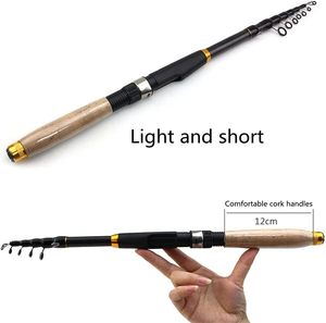 Caña de Pescar Telescópica de Carbono Ultracorta de 3.6m, Acción Rápida, para Pesca en Agua Dulce, Mango de Madera, para Pescar Lubina - Product Image 3