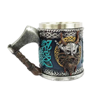 Tasse à bière en résine Viking WJA15 Nouveau design Tasse à poignée de hache Viking Tasse en acier inoxydable de grande capacité pour bar