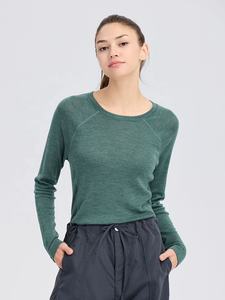 Maglietta <span class=keywords><strong>Termica</strong></span> a Maniche Lunghe da <span class=keywords><strong>Donna</strong></span> 100% Lana Merino, Leggera, ad Asciugatura Rapida, per Attività all'Aperto, Allenamento, Corsa e Sport - Product Image 2