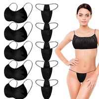 En stock sous-vêtements jetables-ensemble de bikini sauna non tissé (soutien-gorge culotte tongs) pour spa et sous-vêtements facilement jetables
