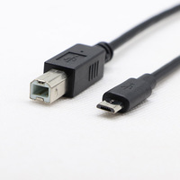 Kabel Data Sinkronisasi dan Pengisian Daya Micro USB 5pin Male ke USB B Male OTG Hitam 0.5m