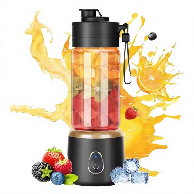 Portable USB Fruit Juicer with 6 Stainless Steel Blades 400mL Capacity Low Noise 20000 RPM Dishwasher Safe