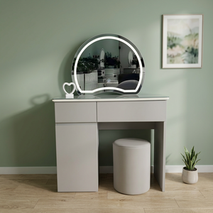 Modern Makeup <b>Vanity</b> <b>Table</b> With Lighted <b>Mirror</b> Storage Desk For Bedroom Furniture - Product Image 4