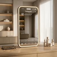 Miroir LED sans cadre avec capteur tactile IP44, style Instagram moderne, alimenté par prise, personnalisable pour salle de sport, salon, villa