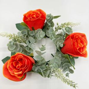 DAMAI Simulation Rose <b>Candle</b> Holder Wreath for <b>Easter</b> Valentine's Day Decoration Showcase Restaurant Napkin Wreath with Rose - Product Image 5